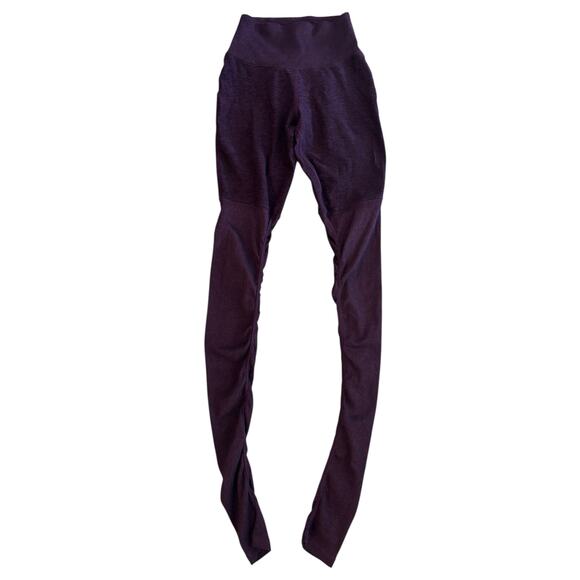 ALO Yoga Pants - ALO YOGA HIGH-WAIST GODDESS RIBBED LEGGINGS SPACE DYE MAROON SIZE XXS DAMAGED